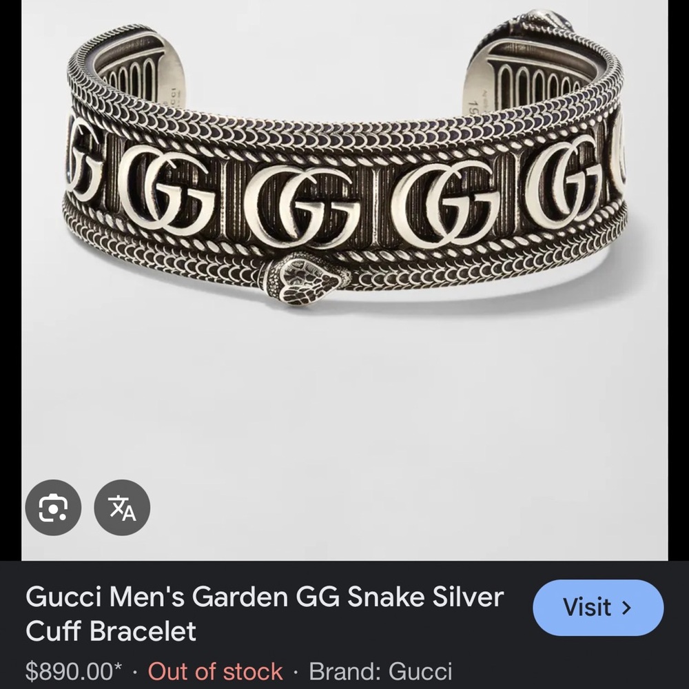 Gucci Men's Silver GG Snake Cuff